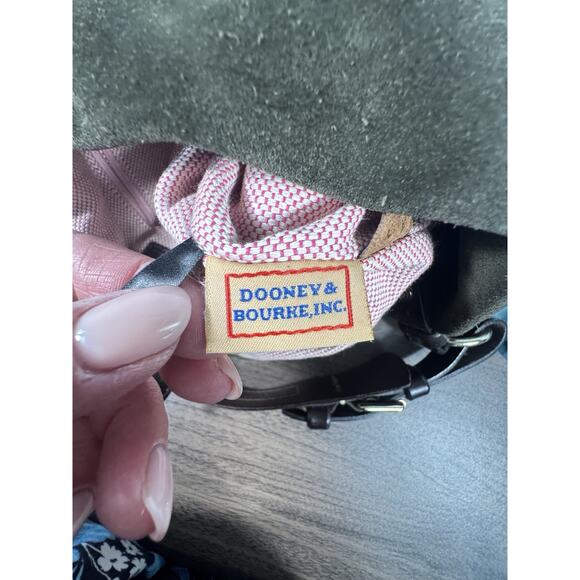 Dooney & Bourke Green Suede Bucket Bag | Vintage Leather Trim Purse - Picture 5 of 14